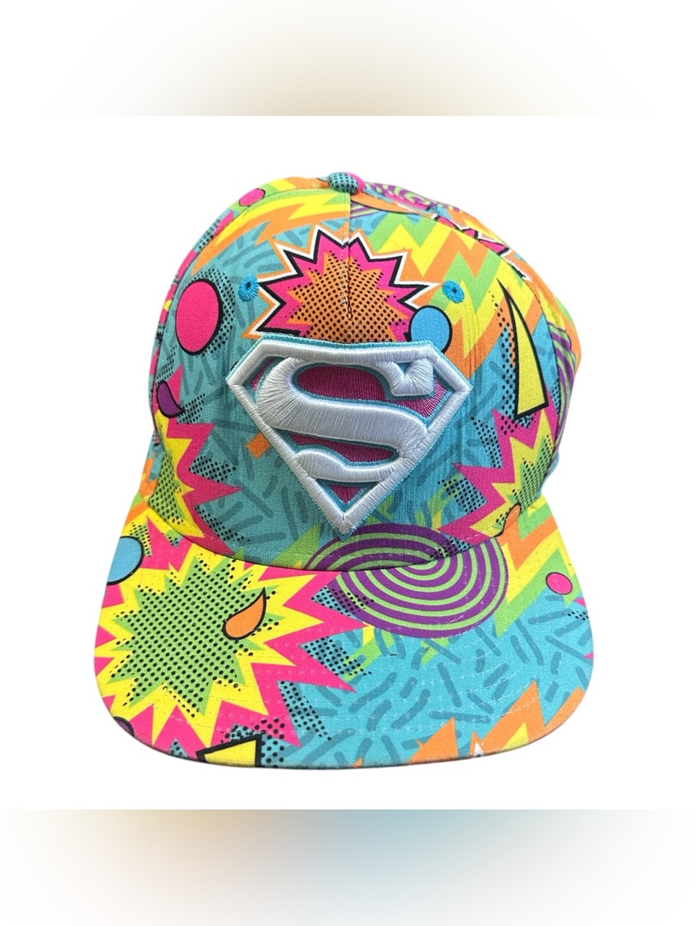 DC Comics Superman Snapback Hat Colorful Pop Art Comic Print Adjustable Cap